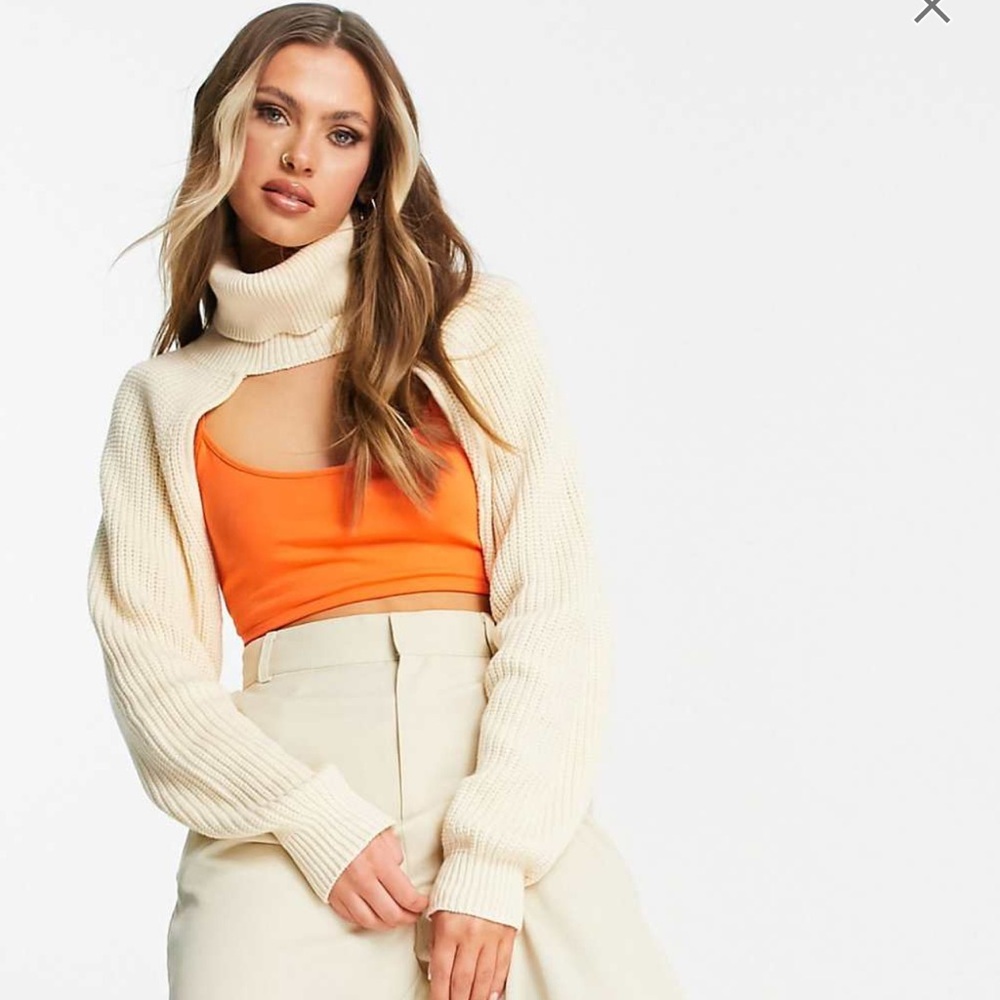 ASOS Design. high neck knitted shrug in cream. Brand new. Size 0